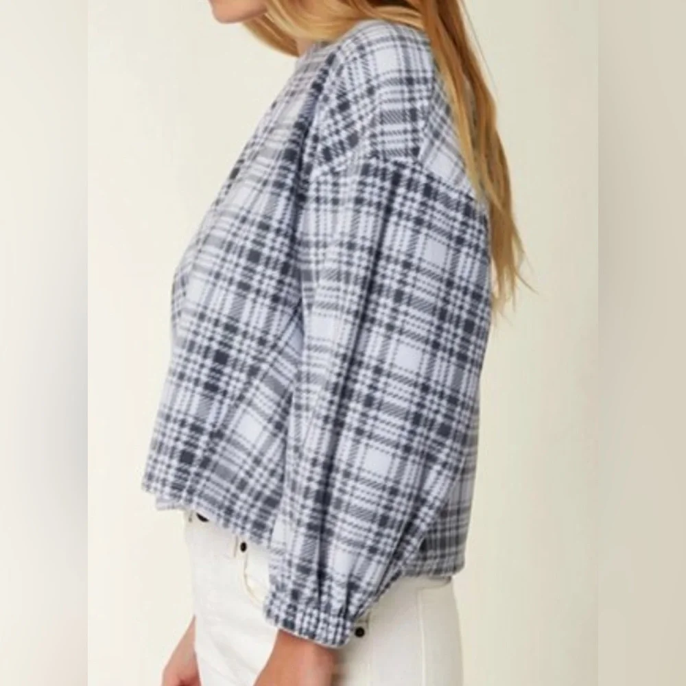 O'Neill | Gray & Blue Plaid Zane Pullover - Juniors Size XS